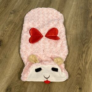 Lamb Chop Pink Fuzzy Costume with Red Heart wings size XL